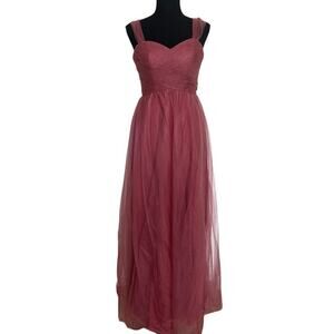 Azazie Women's Tulle Sweatheart Neckline Bridesmaid Dress Burgundy Size 6